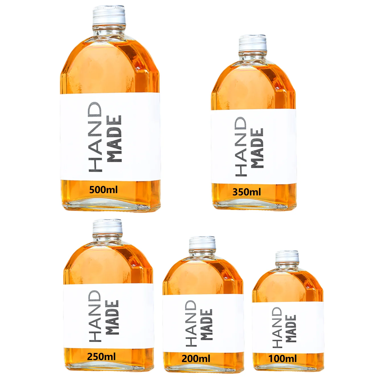 100ml 200ml 250ml 350ml 500ml  clear flat cold brew coffee glass bottle for coffee beverage wine  milk tea with aluminum cap