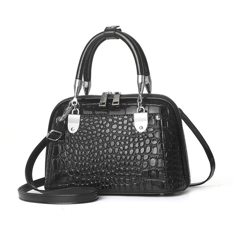 Classic design alligator pattern flower pendant woman pu top-handle messenger bags