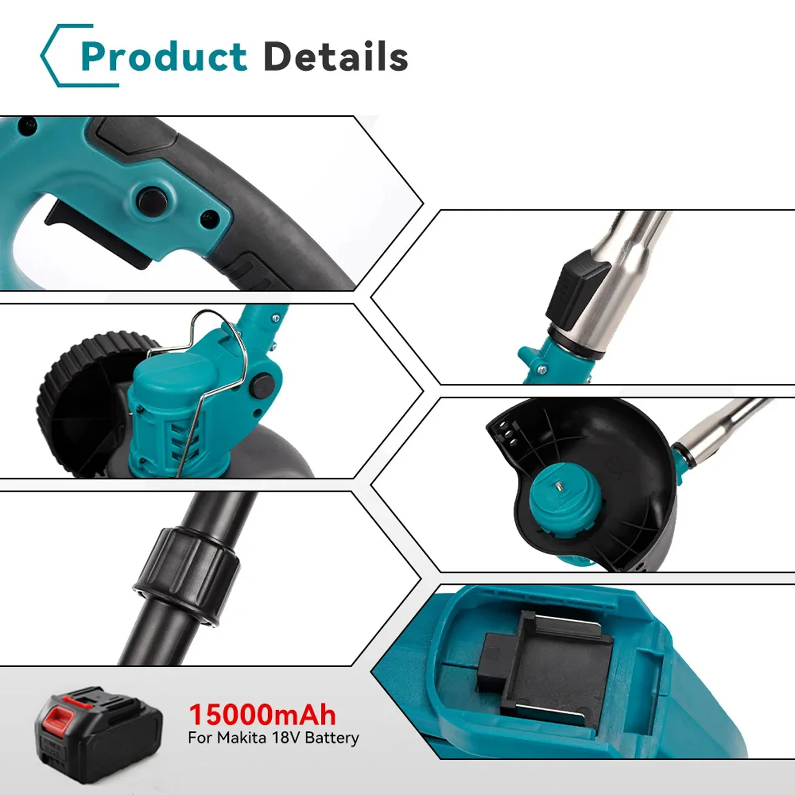 Brush Cutter Electric Weed Wacker Cordless String Trimmer Charger 3 Types Blades Battery Powered Lightweight