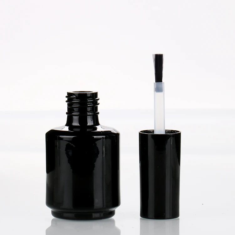 15ml matte black nail polish oil glue bottle custom logo uv gel pot on sale