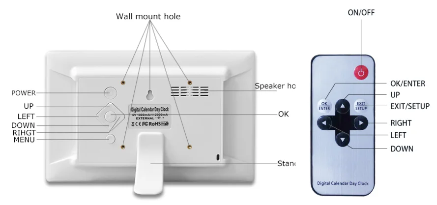 10 Inch Display WiFi Weather Humidify Table Alarm Day For Elderly Electric Calendar Clock Digital Photo Frame