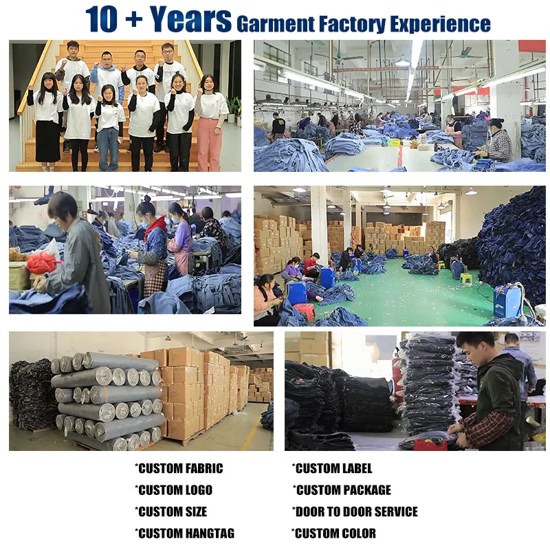 Custom Men Flare Jeans Streetwear Fashion Slim Multi Pocket Wide Leg Blue Stacked Jeans