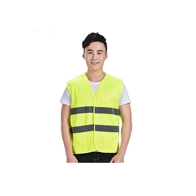 
100% polyester fabric green cheap hi vis workwear reflective vest with pocket for safety 