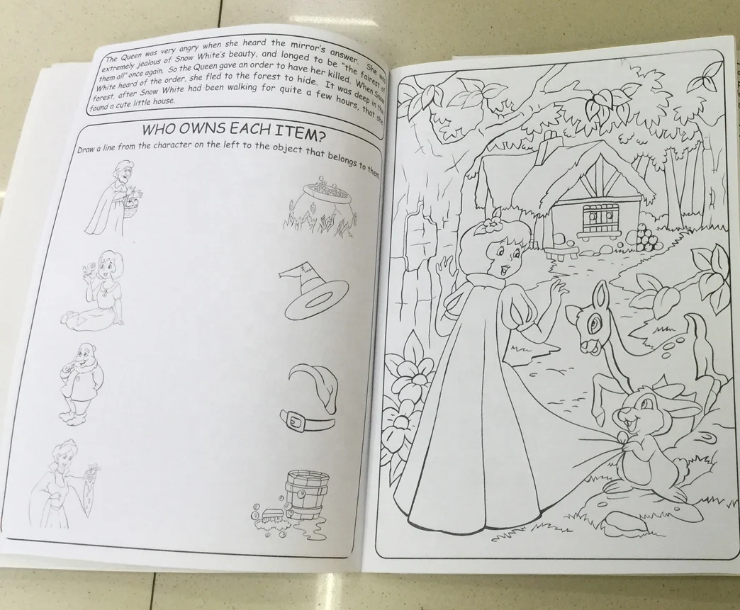 Cheap 2021 attractive designs high quality soft cover children colouring activity book with stickers