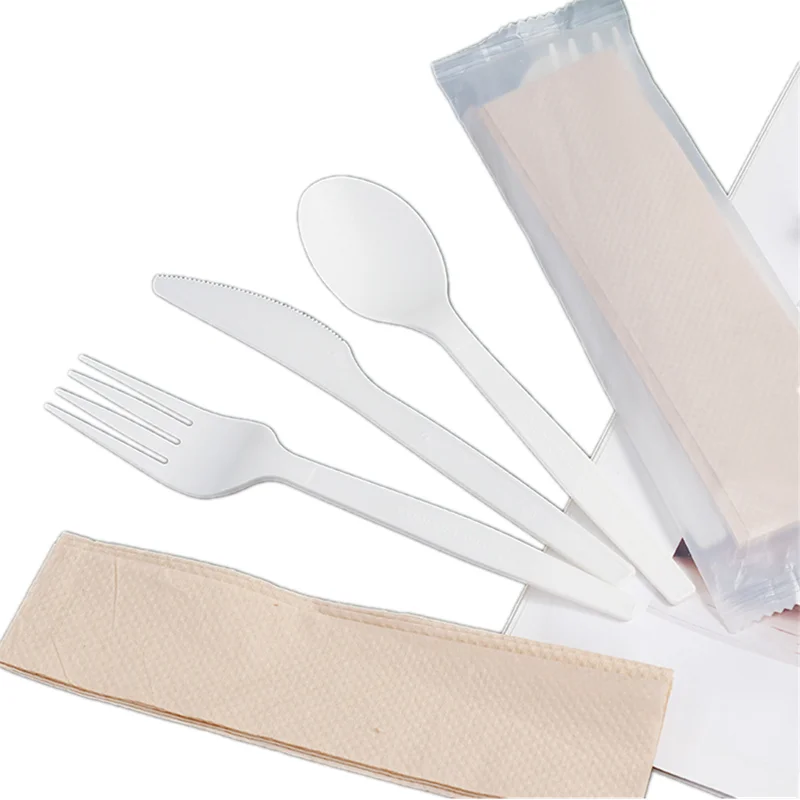 Wholesale High Quality Disposable Plastic PLA Cutlery Disposable Plastic Spoon Fork Knife Set Eco-Friendly Cutlery