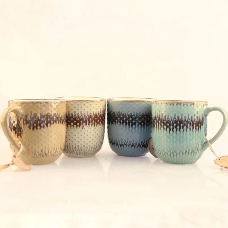 Wholesale Inside Color Glazed Stoneware Mugs Flanging Ceramic Mug Coffee Cup