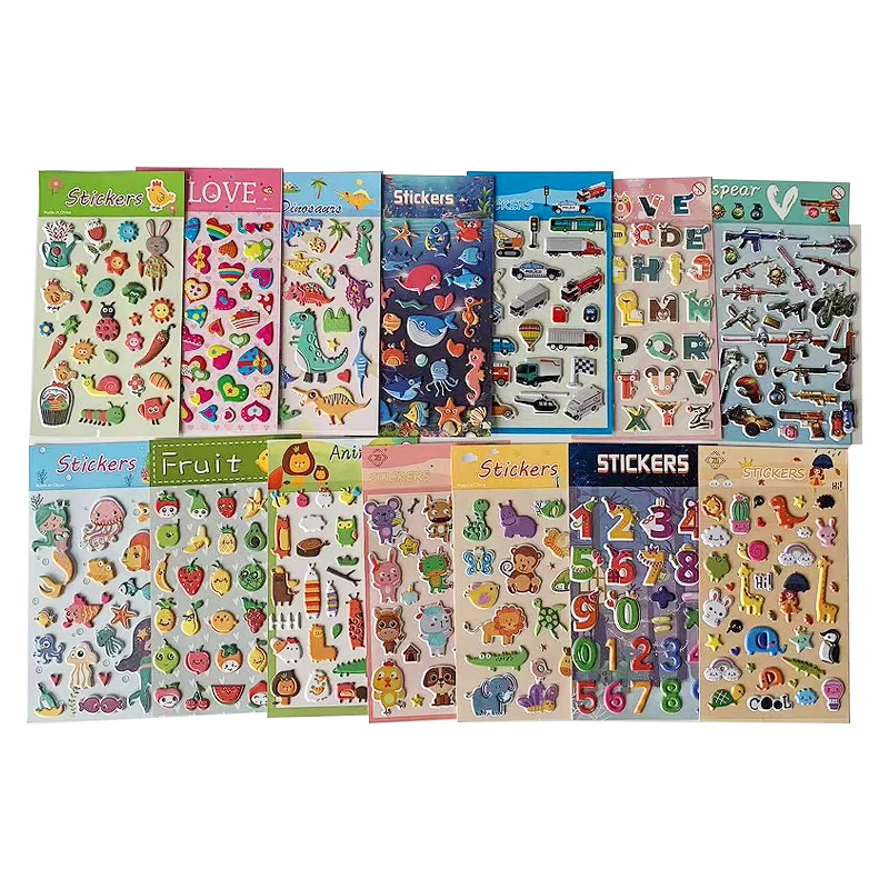 Custom Kawaii Children Decorative 3D Puffy Stickers For Kids, 3D Puffy Bubble Stickers For Kids