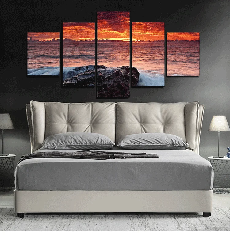 Large 5 Panel Abstract Home Goods Wall Art Canvas Painting
