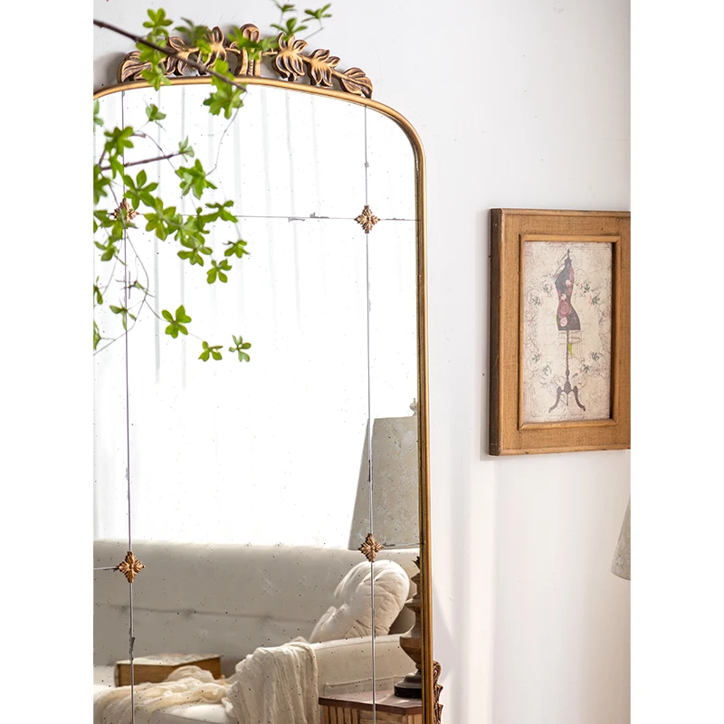 New Arrival Fashion Wood Framed Long Large Retro Bedroom Furniture Floor Standing Full Body Mirror