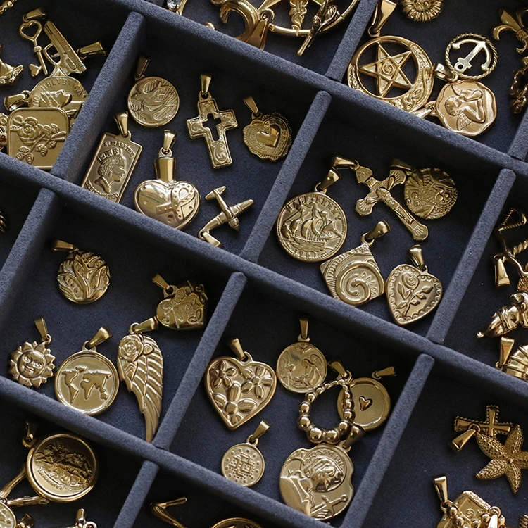 European bracelet pendant charms stainless steel Versatile pendant necklace gold charms for jewelry making