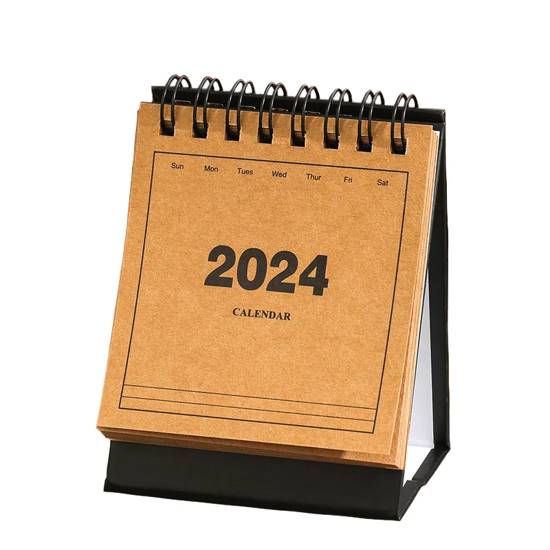 BECOL New Coming Creative Simple 2024 Desktop Calendar Double Coil Hardcover Mini Daily 365 Days Calendar Plan Memo Pad