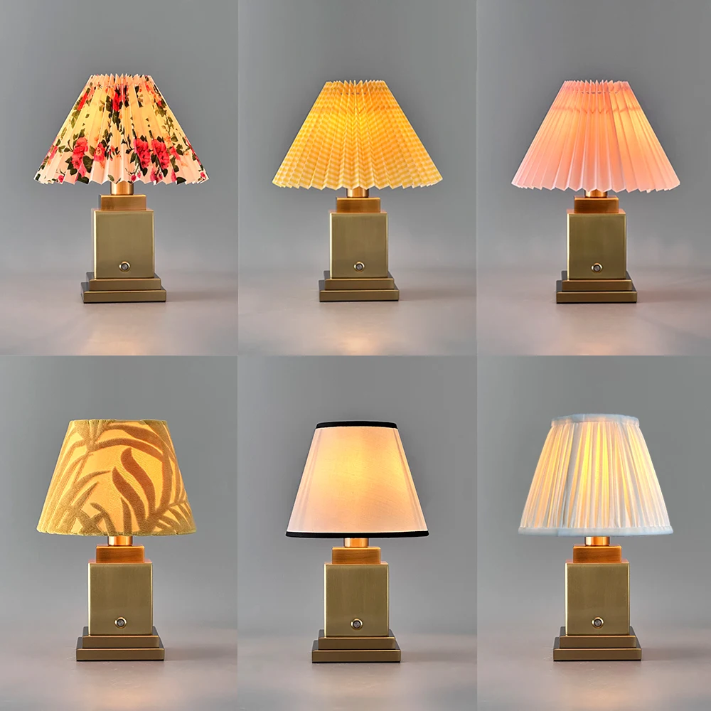 Сменный тканевый абажур Беспроводная настольная лампа 2700K с батареей затемнения перезаряжаемая