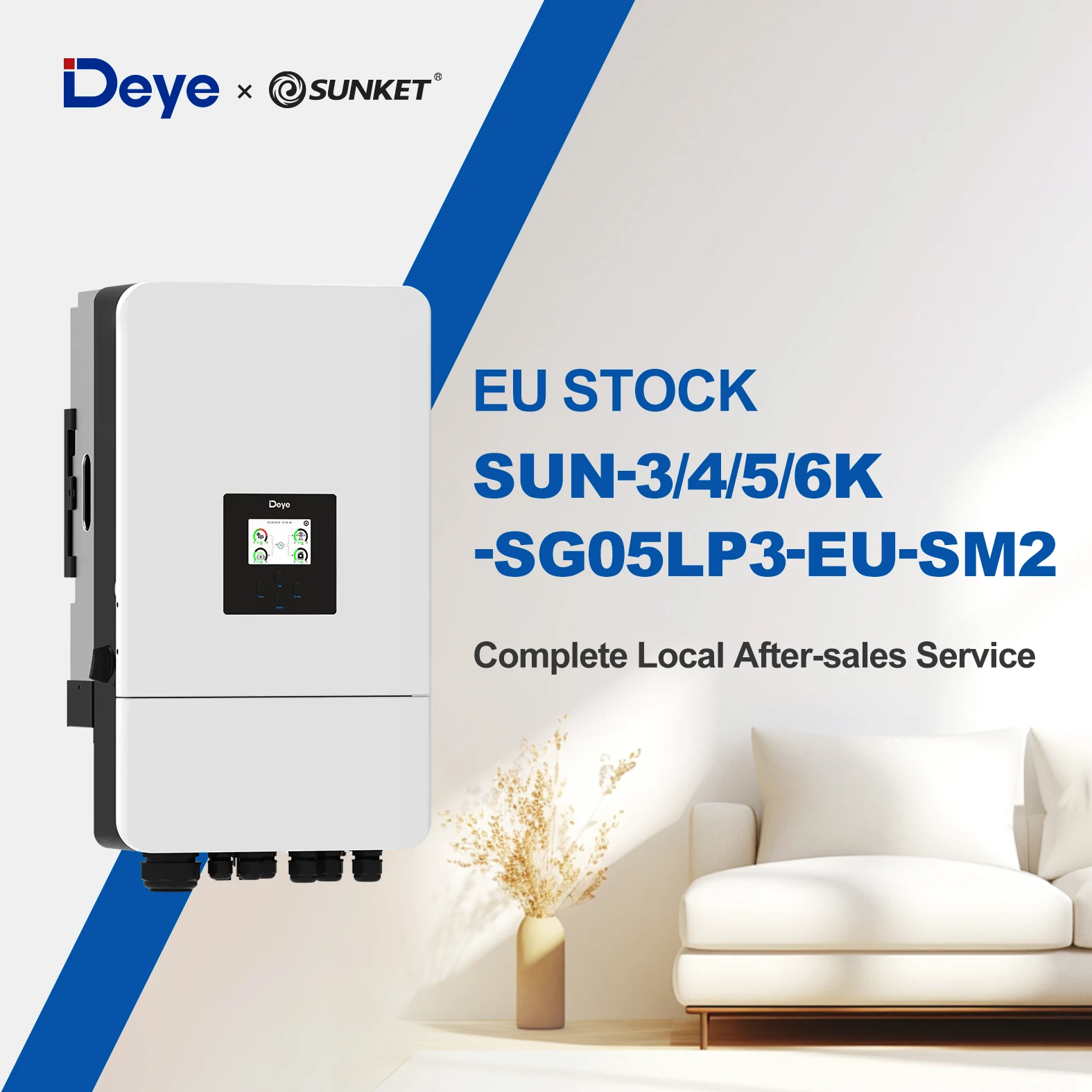 Deye SUN-3/4/5/6K-SG05LP3-EU-SM2 Three Phase Hybrid Solar Inverter Stock DC/AC Inverter LV Battery Solar Inverters