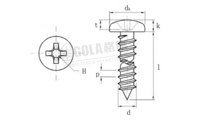 Metal Building Material Din7981Stainless Steel Pan Head Phillips Self Tapping Screw