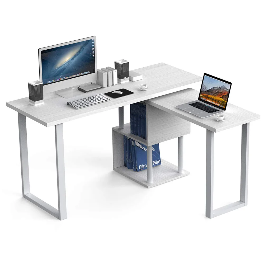 High Quality Modern Computer L Shape Work Tables Office Furniture Rotating PC Writing Table