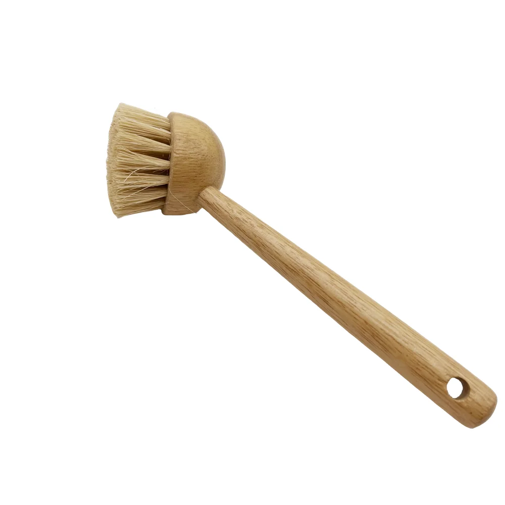 Kitchen Wooden Cleaning Dish Brush Bold Long Handle Dishwashing Brush Bamboo Sisal Pot Brush