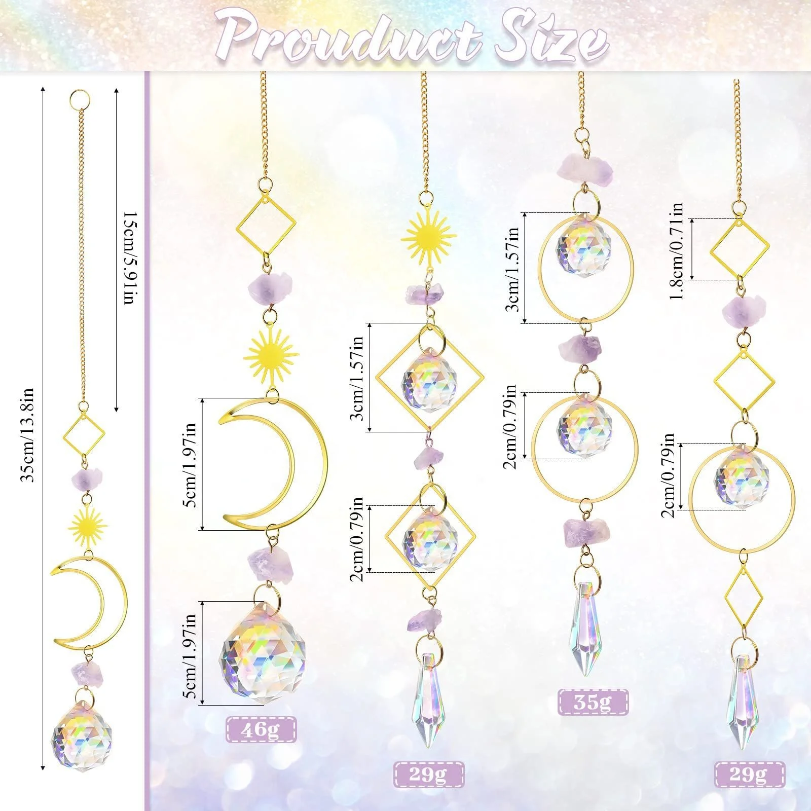 Custom diy suncatcher prism sun catcher hanging spiritual healing crystal suncatcher