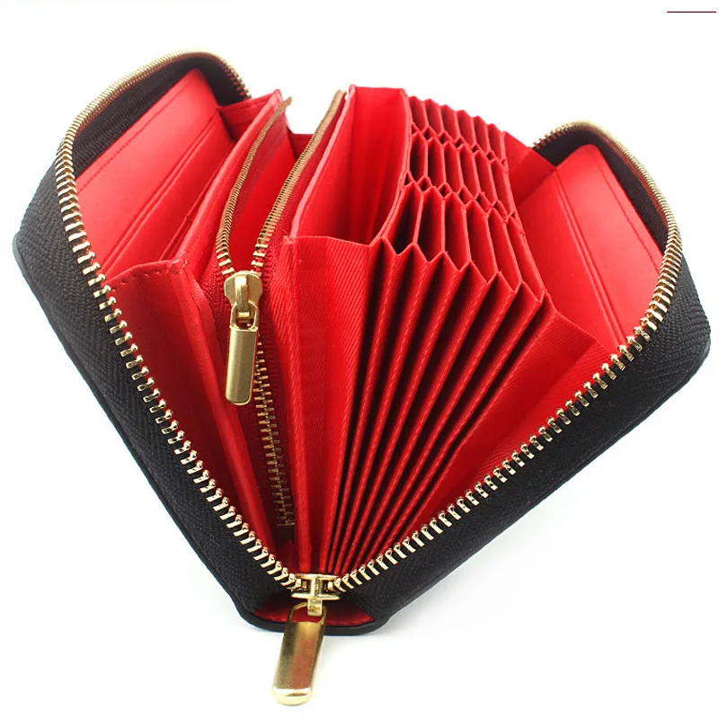 2112  Ladies Travel Purse Zip Around Clutch Wallets Wristlet Blocking PU Leather Women Long Wallet