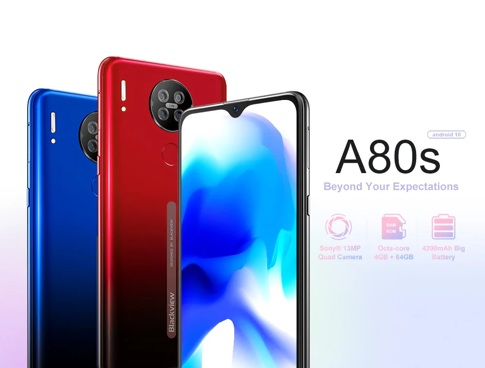  Мобильный телефон A80S Android 10 ядер 6 3 дюйма 4 + 64 ГБ 4200