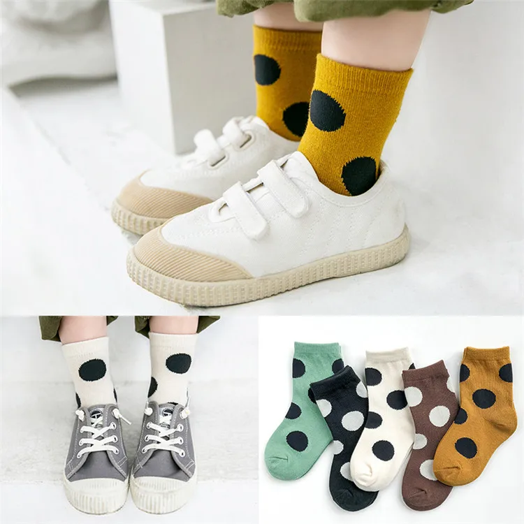 
Wholesale Warm Fleece Terry Kids Winter Socks Designer Polka Dots Children Socks 