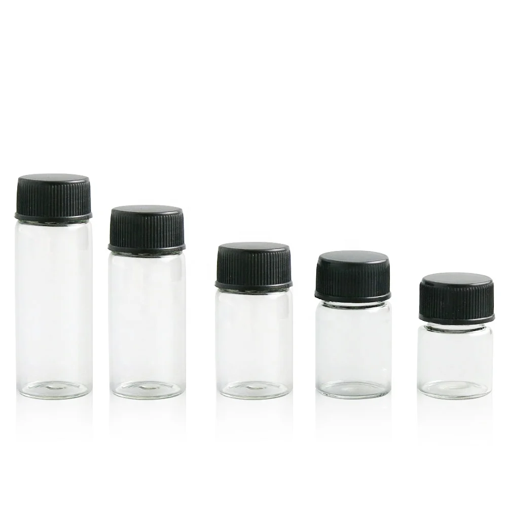 Wholesale Empty Glass Packaging Tube Vial 5ml 6ml 7ml 10ml 14ml Clear Mini Glass Bottle With plastic Screw Cap
