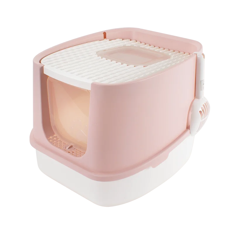 Специальный дизайн, двухдверный откидной полностью закрытый серый кошачий наполнитель