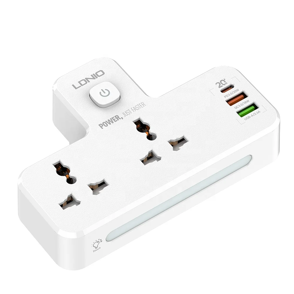 Ldnio SC2311 Multiple Use Power Strips 20W PD+QC3.0+Auto-ID Universal Outlets USB Power Socket Fast Charging Power Strips