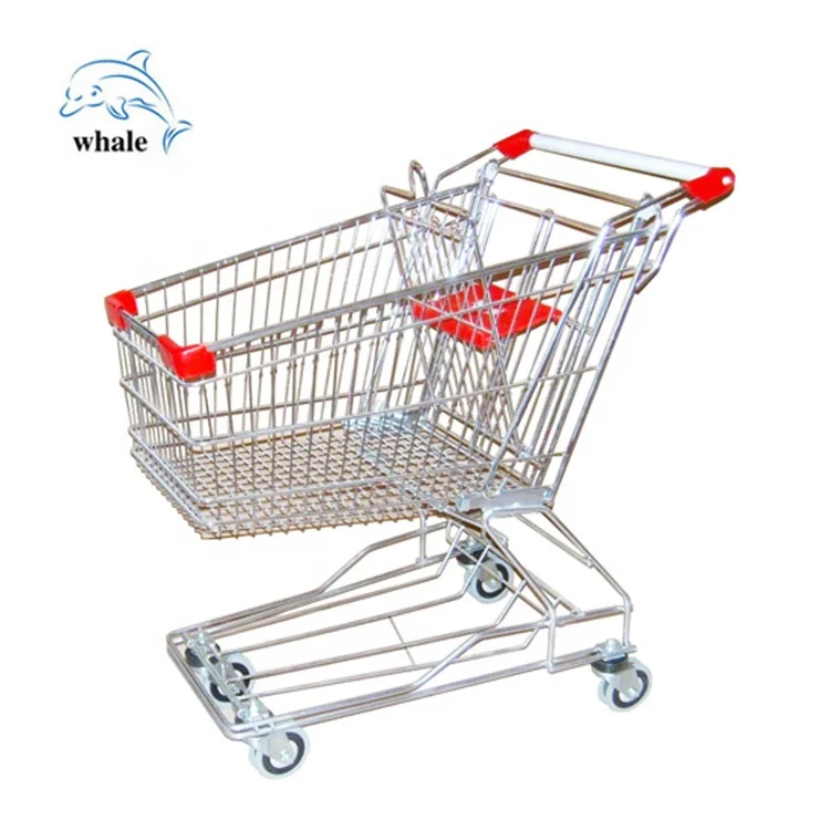 Wholesale store goods trolley plastic folding cart Steel Supermarket Shopping Trolley