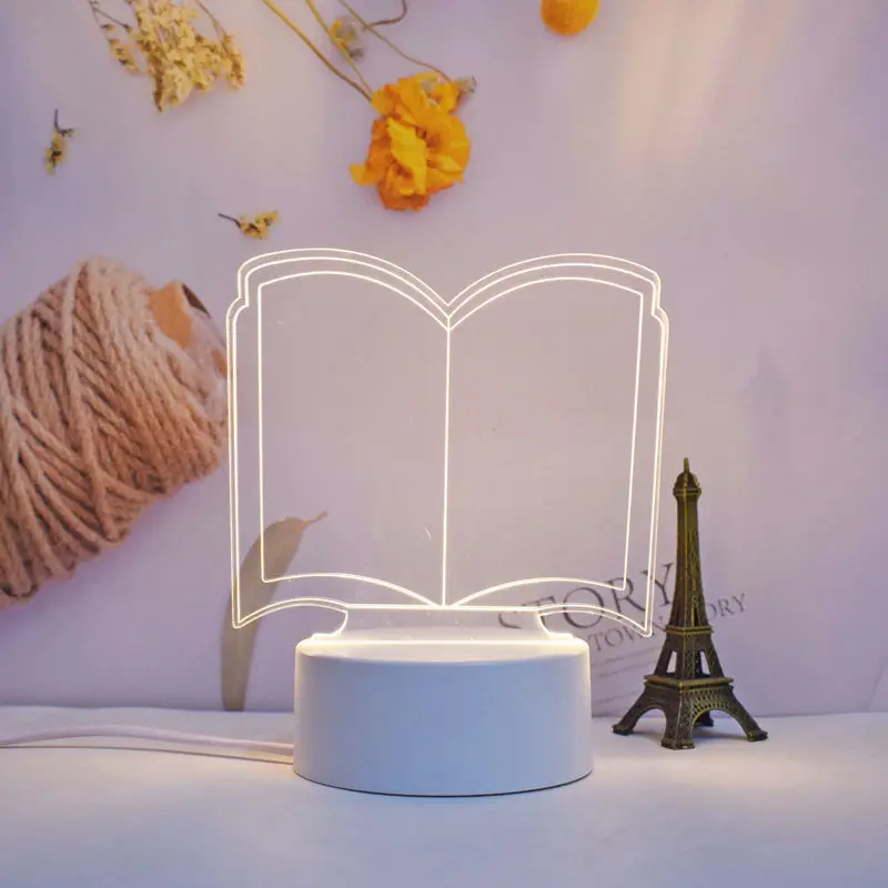 3d creatives Pen rewrit luminous blank led note board acrylic rewrirable night light with message board