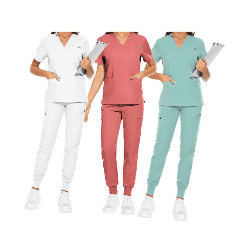 Wholesale Custom RTS Fabric 6% Spandex New Jogger Style Surgical Hospital Medical Nursing Scrub Suit Uniforms