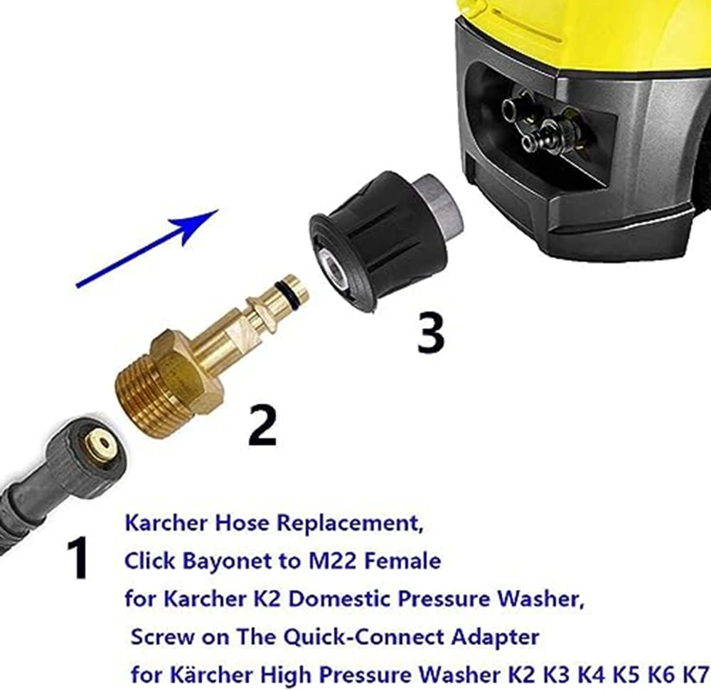 M22 Adapter High Pressure Washer Hose Adapter Pressure Pipe Quick Connector Converter Fitting for Karcher Parkside Bosch