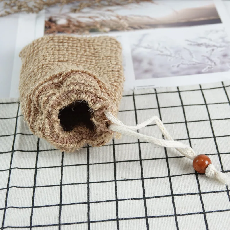 Bulk Wholesale Natural Sisal Soap Jute Exfoliating Hemp Hand Cotton Mesh Soap Travel Packaging Pouch Saver Refill Bag For Soap
