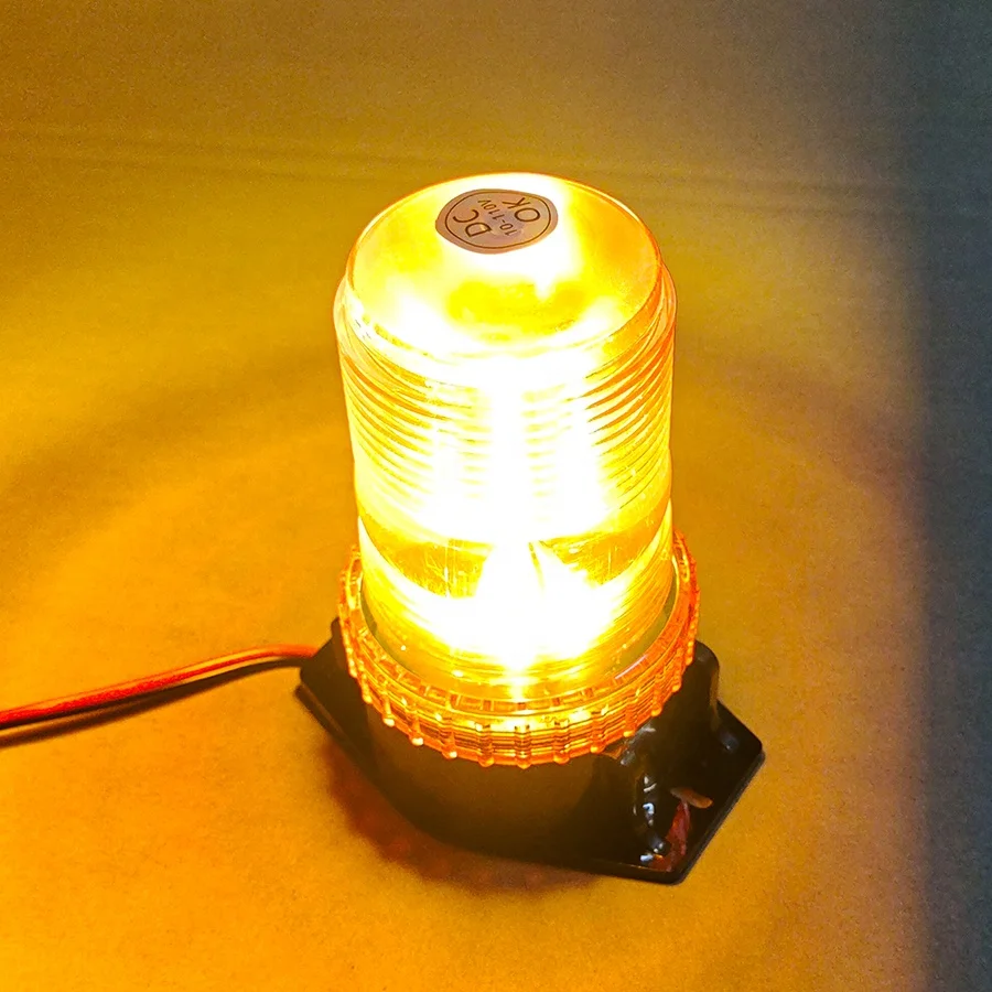 High Quality LED Yellow Flash Beacon Warning Strobe Light For Car Heavy Duty Tractor Forklift 12-80V