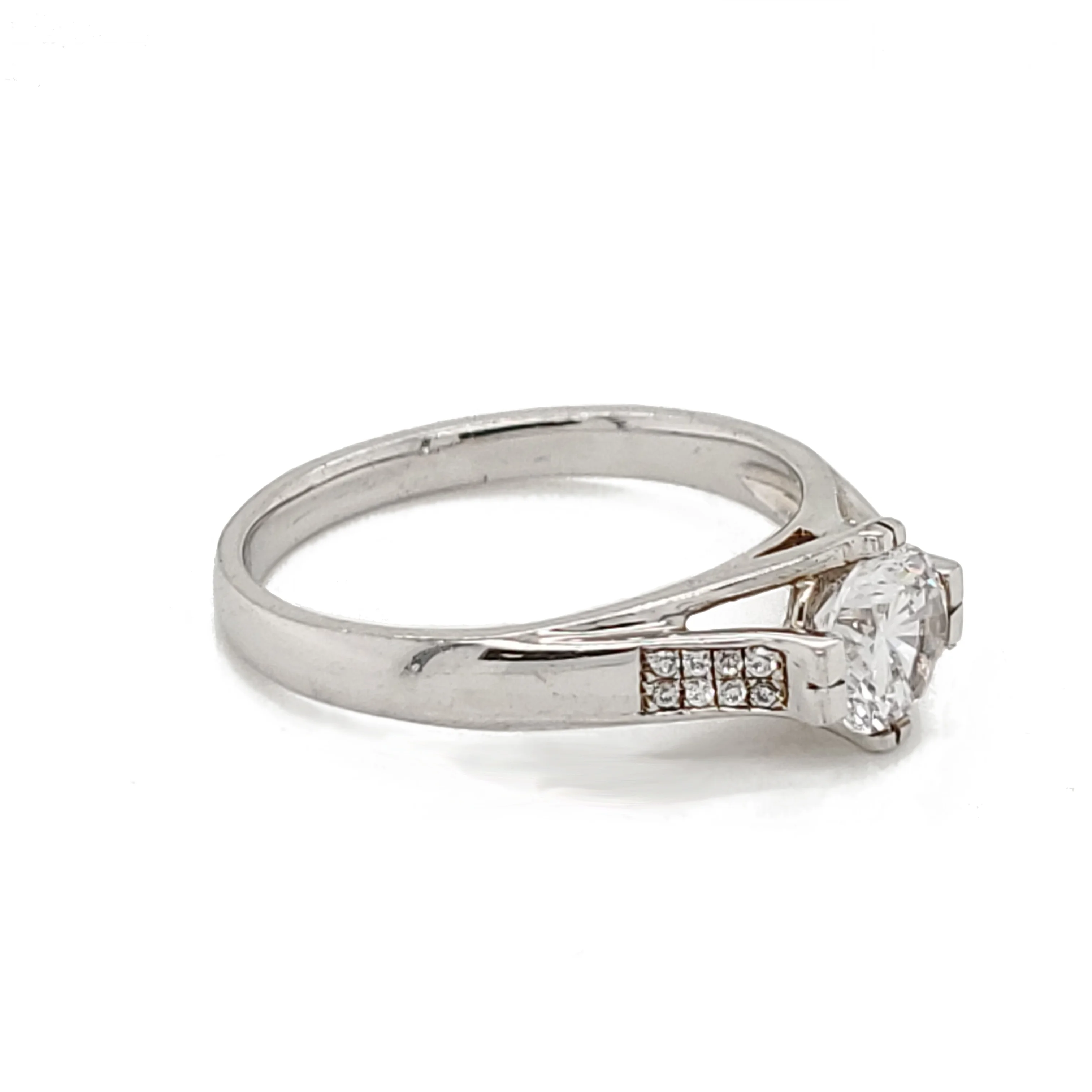
Channel setting cz plus 18k white gold diamond ring 