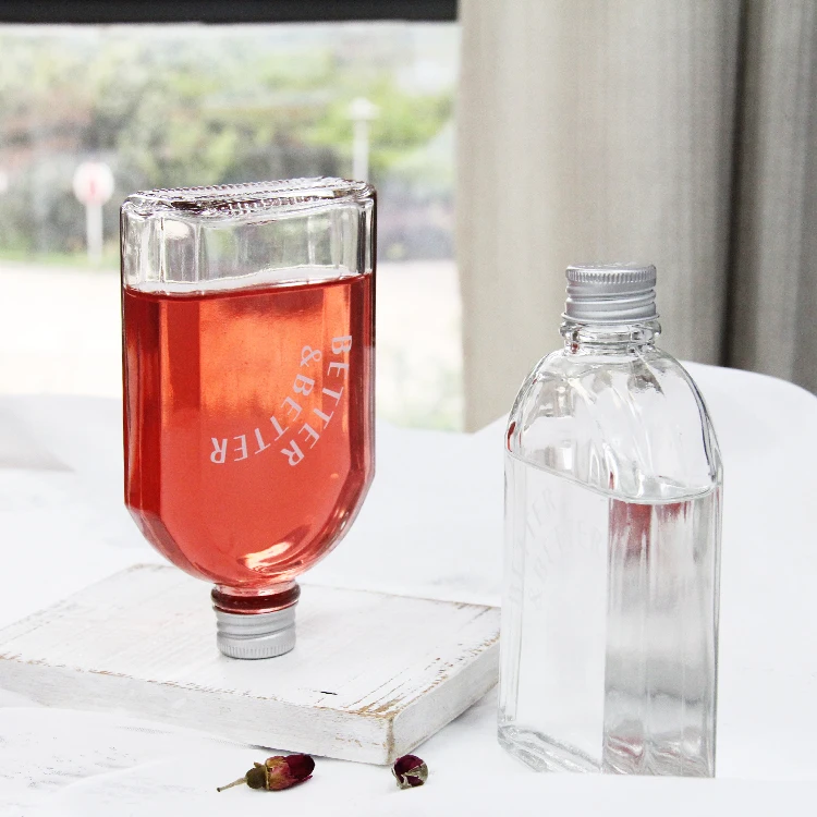 100ml 200ml 350ml 500ml Flat Cold-Brew Coffee Glass Bottle Juice Glass Packing Bottle