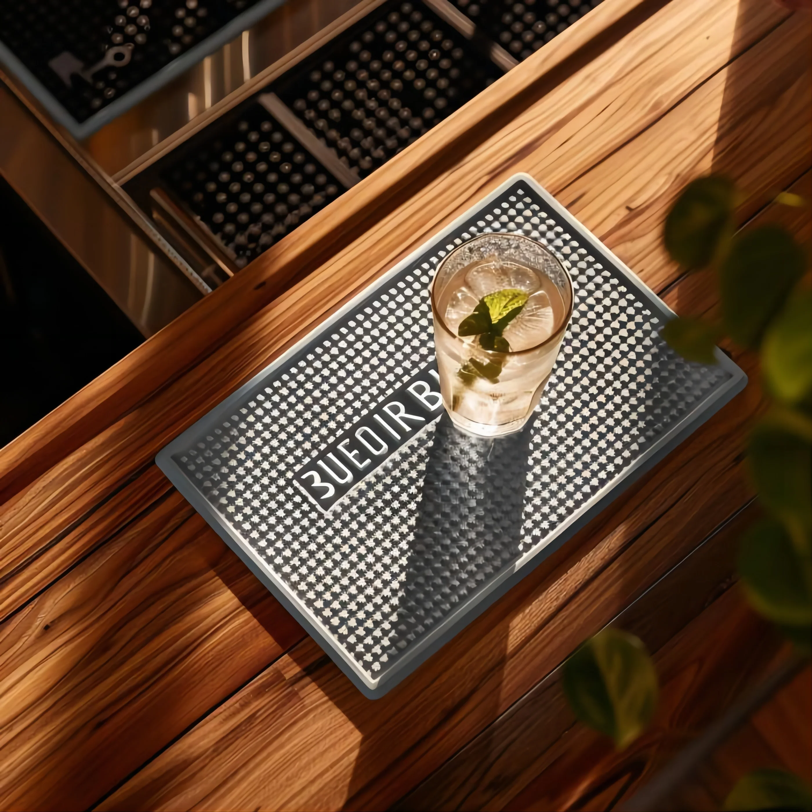 Customized Bacardi Pvc Bar Mat Rubber Runner Drip Non-Slip Silicone Counter Mat With Logo