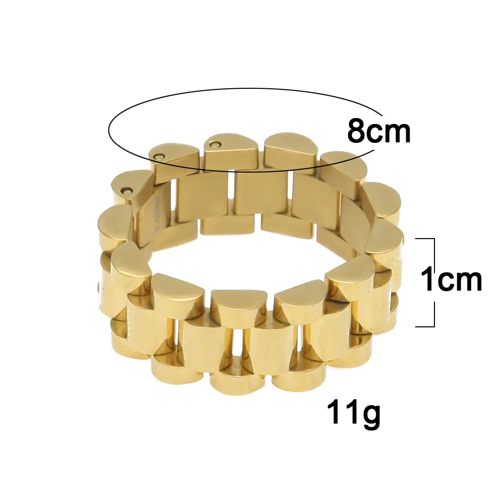 Watch chain design Foldable Adjustable gold color hip hop iced out ring men gold ring men 10 gram gold jewelry men ring