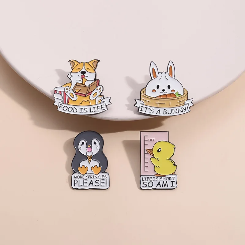 Accessory Brooch Animal Rabbit bun Fox English Duck Shape Metal badge corsage collar pin