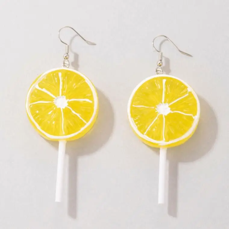 2022 new  fashion  amazon top seller alternative jewelry lemon lollipop resin ear hooks watermelon fruit drop dangle earrings