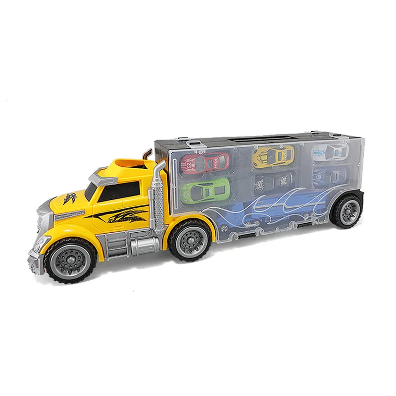 Diecast Police Fire Engine Storge Diecast Model Cars 1:18 Scale Construction Toys Car Carrier Vehicle Toy Set