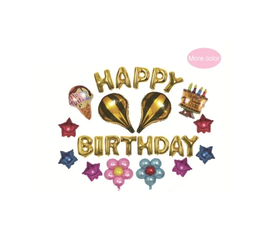 Happy birthday party decorations balloons with letters star parachute