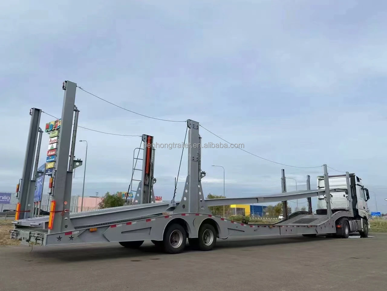 China Factory Price 2 Axles Two Floor Vehicle Transport Car Carrier Trailer