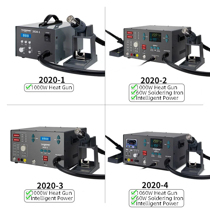 YAOGONG 2020-4 Intelligent SMD Rework Station 3 in 1 1060W Hot Air Gun 60W Soldering Iron Smart Power Supply BGA Solder Station