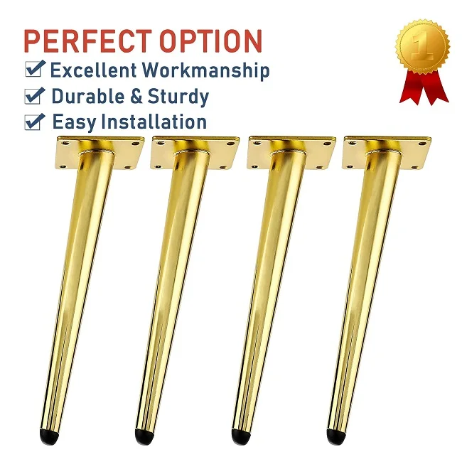 03.110 Modern Sofa Legs Black Coffee Table Cabinet Replacement Feet Gold Oblique Tapered Legs Metal Furniture Legs for Home DIY