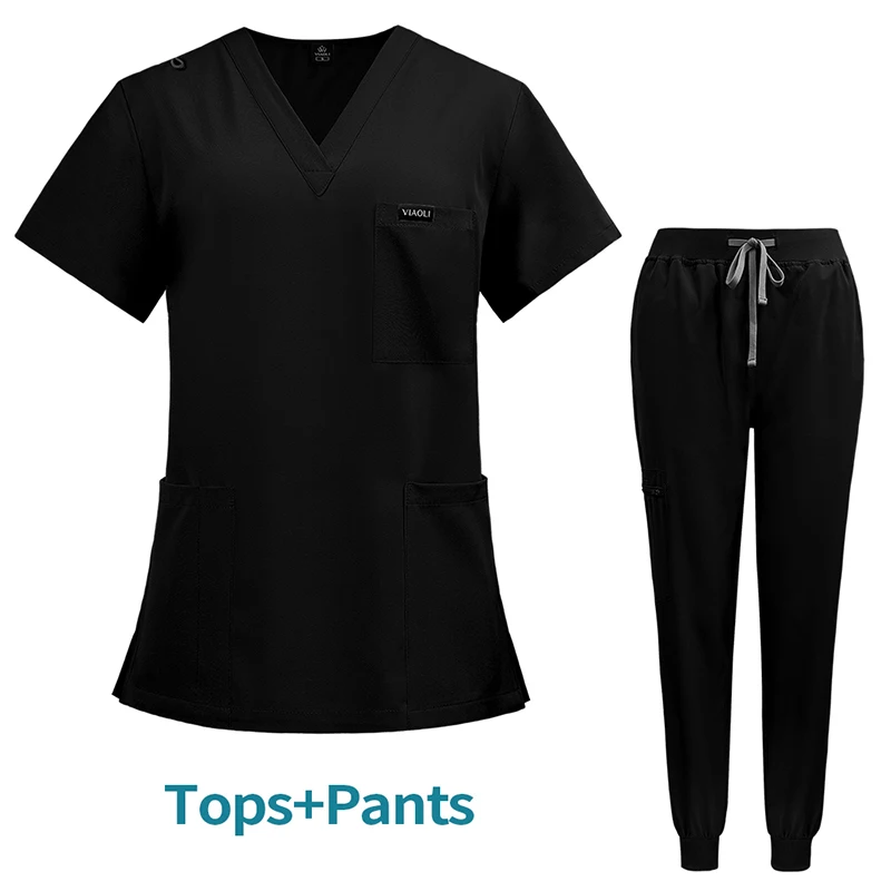 Top Sale Nurses Hospital Uniforms Two Piece Stretch Spandex Pants Scrubs Suit Nursing Jogger Women Scrubs Uniforms Sets