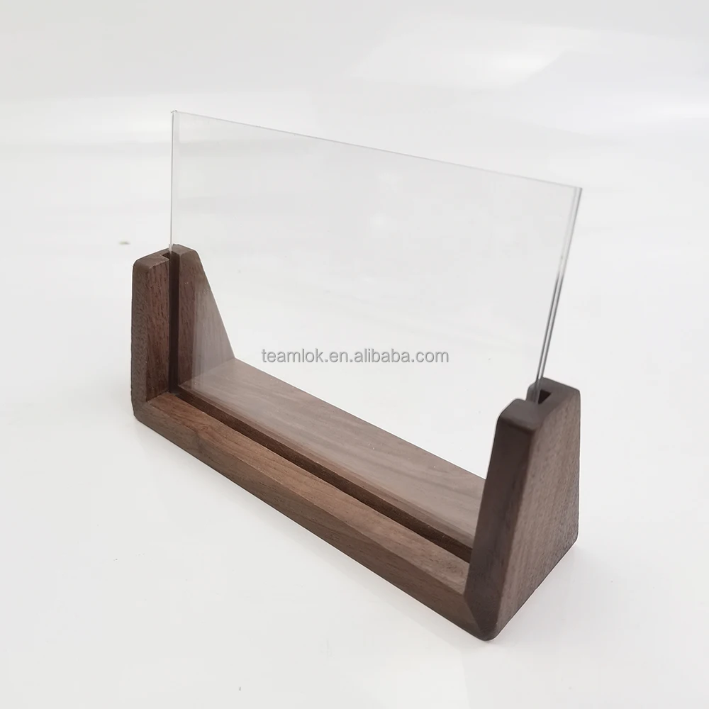 Acrylic Sign Holder 8.5x11with U-Shaped Base |Table Menu Sign Holder |Solid Wood with Crystal Clear Acrylic Holder