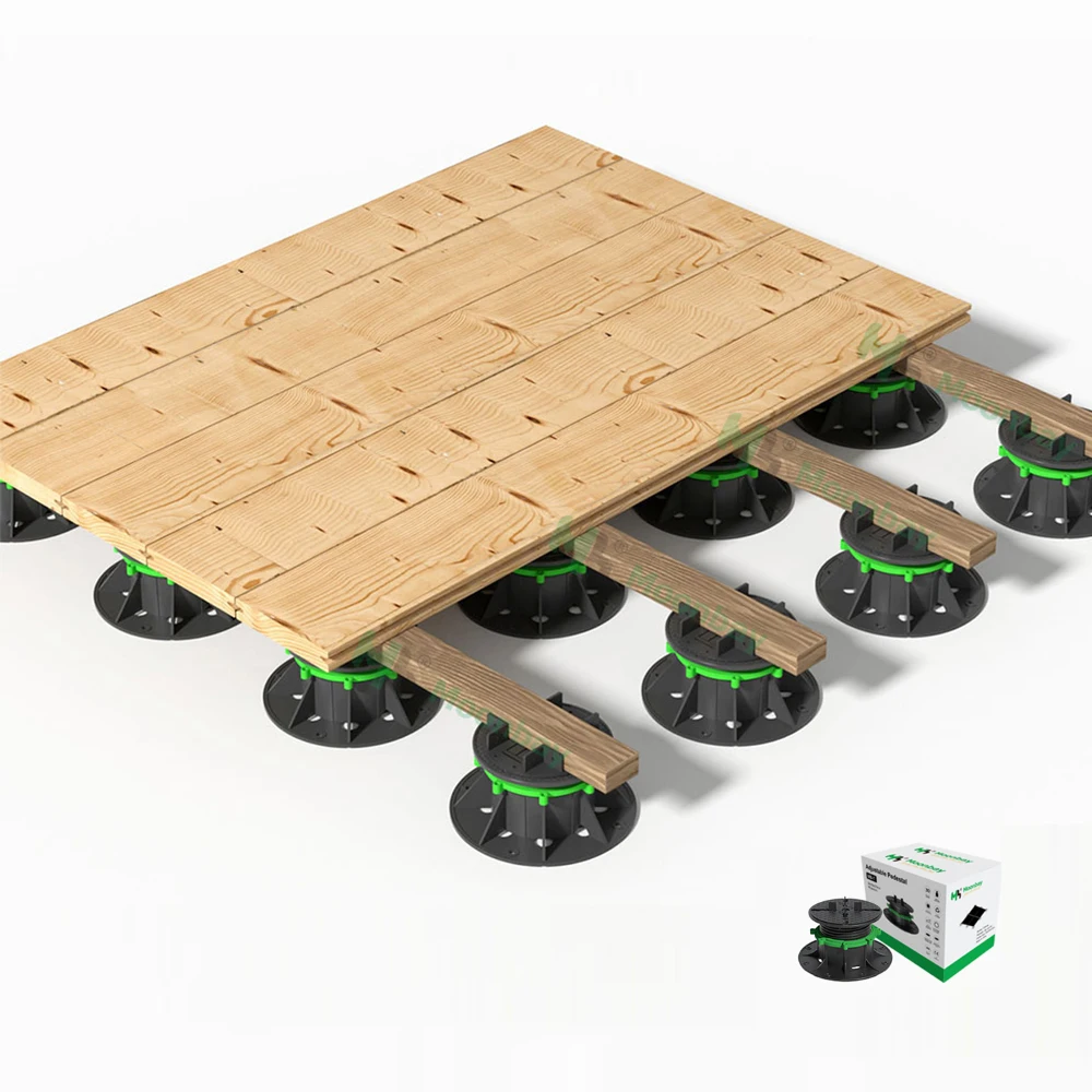 Adjustable Height WPC Plastic Tile Raised Floor Pedestals Outdoor-Applicable Flooring Accessories Stone Decking Support Exterior
