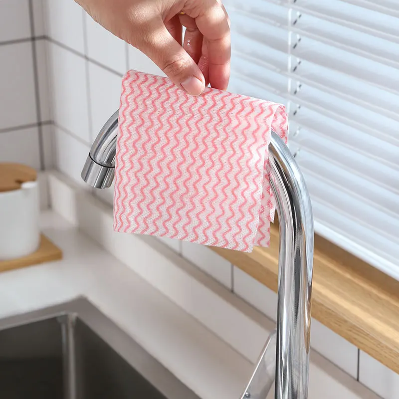 Customized Rolled Disposable Rag Multi-functional Dishwashing Cloth Household Kitchen Cleaning Cloth Non-woven Lazy Rag