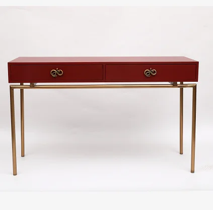 new Wholesale Oriental Style Desk Console Table Computer Makeup Desk with 2 Drawers and Solid Metal Legs decorations for home