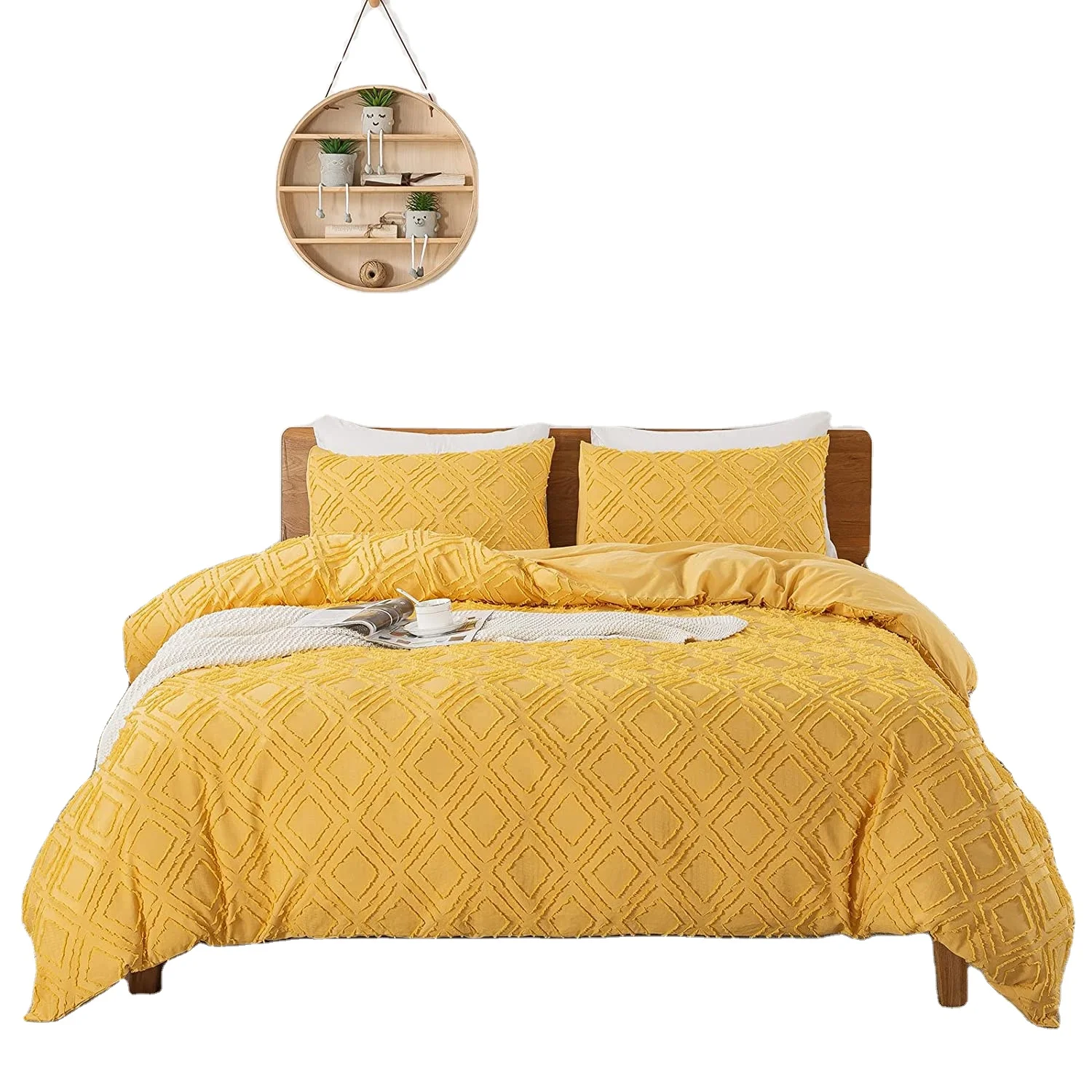 3 Pieces Microfiber Stylish Comforter Cover Set Tufted Design Duvet Cover Set  for All Seasons
